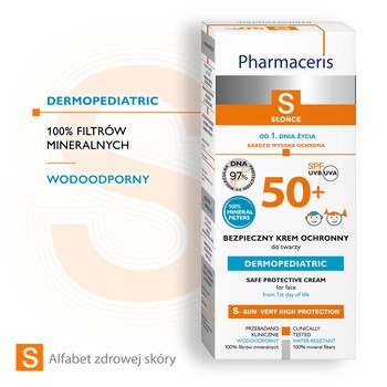 Pharmaceris S, bezpieczny krem ochronny do twarzy od 1. dnia życia, SPF 50+, 50 ml