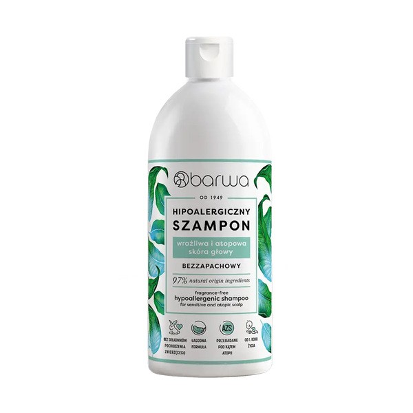 Barwa Barwa, hipoalergiczny szampon do wrażliwej skóry głowy, bezzapachowy, 400 ml — Składniki i ocena