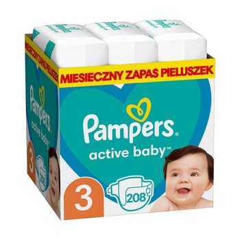 Pampers Active Baby, pieluszki rozmiar 3 (6-10kg), 208 szt.