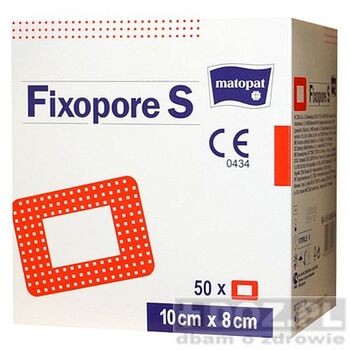 Fixopore S, opatrunek włókienny, chłonny, jałowy, 10 x 8 cm, 50 szt