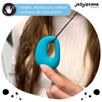 Jellystone Designs, silikonowy wisiorek-gryzak Kamyk, turkusowy, 1 szt.