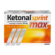 Ketonal Sprint Max, 50 mg, granulat do sporządzania roztworu doustnego, 12 saszetek