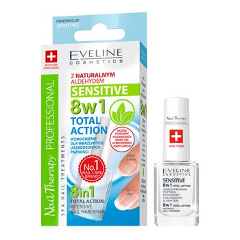 Eveline Nail Therapy Professional 8w1 Total Action Sensitive, skoncentrowana odżywka do paznokci wrażliwych, 12 ml
