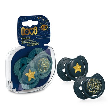 Canpol Lovi Stardust, smoczek silikonowy uspokajający, dynamiczny 3-6 m, zielony, 2 szt.