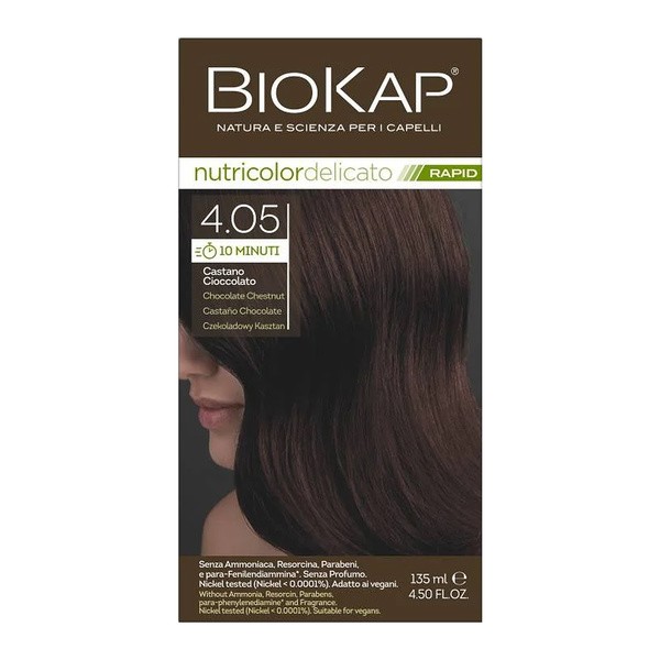 Biokap Biokap Nutricolor Delicato Rapid, farba do włosów 4.05 czekoladowy kasztan, 135 ml