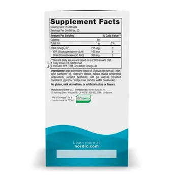 Nordic Naturals Algae Omega 715 mg Omega 3, kapsułki, 120 szt.