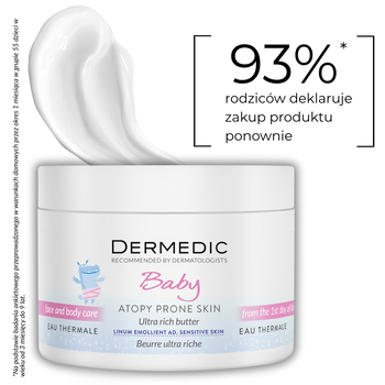 Dermedic Emolient Linum Baby, masło intensywnie natłuszczające do twarzy i ciała, 225 g