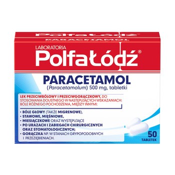 Paracetamol Polfa-Łódź, 500 mg, tabletki, 50 szt.