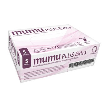 Mumu Plus Extra, nitrylowe rękawice diagnosytyczne, bezpudrowe, niebieskie, r. S, 100 szt.