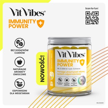 Vit Vibes Immunity Power, żelki, smak cytryna-marakuja, 60 szt.