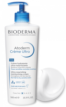 Bioderma Atoderm Creme Ultra Perfumed, krem ultranawilżający, natłuszczający i wzmacniający, 500 ml