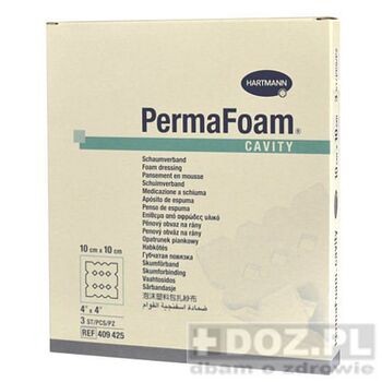 PermaFoam cavity,opatrunek jałowy, 10x10cm, 1 sztuka (z opakowania 3 szt.)