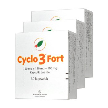 Zestaw 3x Cyclo 3 Fort, 150 mg+150 mg+100 mg, kapsułki twarde, 30 szt.