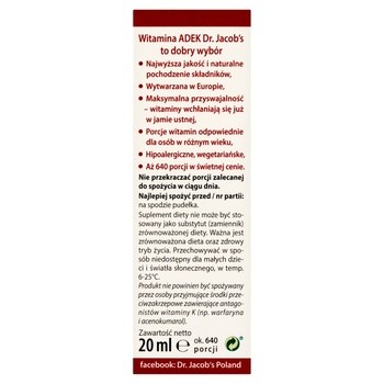 Dr Jacob's Medical, Witamina ADEK, krople, 20 ml