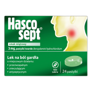 Hascosept smak miętowy, 3 mg, pastylki twarde, 24 szt.