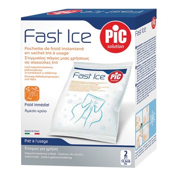 PiC Solution Fast Ice, zimny okład jednorazowy, 13,5 cm x 18 cm, 2 szt.