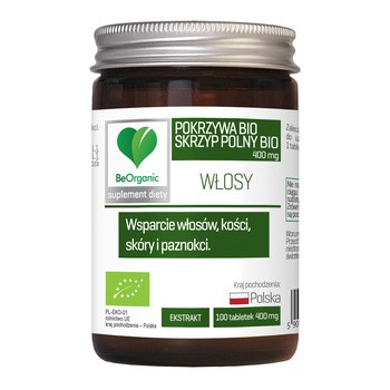 BeOrganic Skrzyp BIO + Pokrzywa BIO, tabletki, 100 szt.