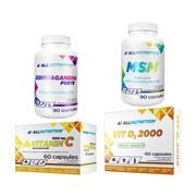Zestaw Allnutrition, MSM + Ashwaghanda + wit. C + wit. D.