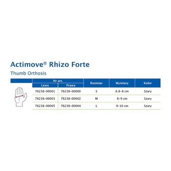 Actimove PL Rhizo Forte, orteza kciuka na prawą dłoń, rozmiar L, 1 szt.