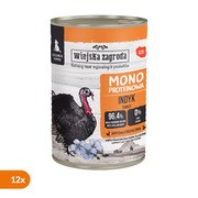 Zestaw 12 x Wiejska Zagroda Monoproteinowa Indyk, mokra karma dla szczeniąt, 400 g
