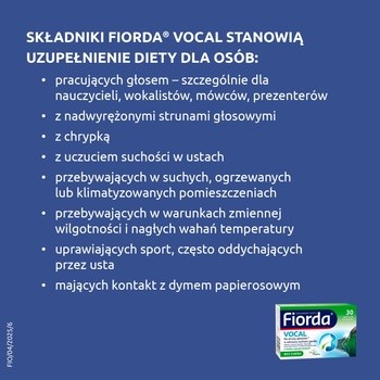 Fiorda Vocal, pastylki do ssania, smak owoce leśnie, 30 szt.