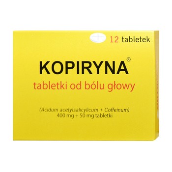 Kopiryna - tabletki od bólu głowy, 400 mg + 50 mg, tabletki, 12 szt.