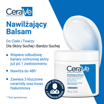 Zestaw CeraVe, nawilżający balsam do twarzy i ciała z ceramidami do skóry suchej i bardzo suchej, 454 g + opakowanie uzupełniające refill, 454 g