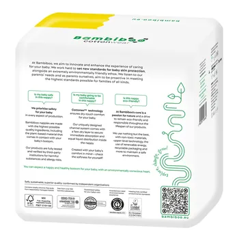 Bambiboo Cottonwear, jednorazowe pieluszki z bawełną organiczną dla dzieci, 4 Maxi, (9-14 kg), 24 szt.