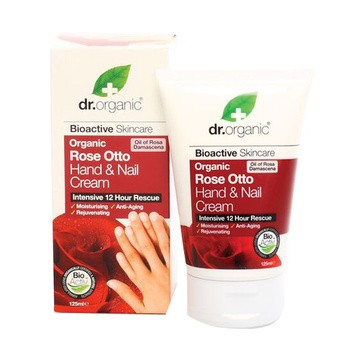 Dr Organic Rose Otto Hand & Nail Cream, krem do rąk i paznokci z organicznym olejem różanym, 125 ml
