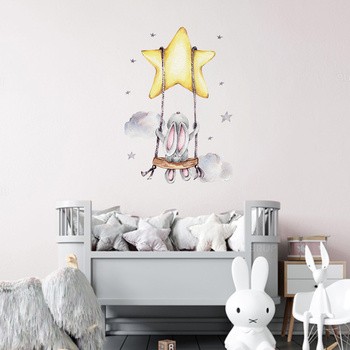 Sipo, Naklejki na ścianę dla dzieci, Zajączek na huśtawce, 1 szt.