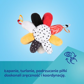 Canpol Babies, sensoryczna piłka z grzechotką i piszczkiem BabiesBoo, 1 szt.