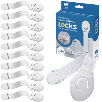 Sipo, blokada do szaf i szuflad na zatrzask, 10 szt.