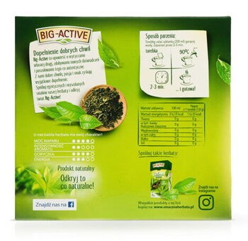 Big-Active, Zielona herbata w torebkach, Pure Green, 60 g (1,5 g x 40 szt.)