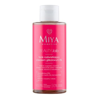 Miya Cosmetics BEAUTY.lab, tonik rozświetlający z kwasem glikolowym 5%, 150 ml
