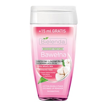 Bielenda Bawełna, skuteczny 2-fazowy płyn do demakijażu oczu, 140 ml