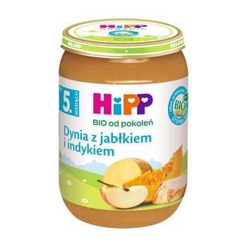 HiPP BIO od pokoleń, Dynia z jabłkiem i indykiem, po 5. m-cu, 190 g