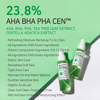 APLB AHA BHA PHA Centella Mist Essence, mgiełka-esencja do twarzy z kwasami i wąkrotą azjatycką, 105 ml