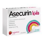 Asecurin Kids, tabletki do ssania i rozgryzania, smak truskawkowy, 20 szt.        