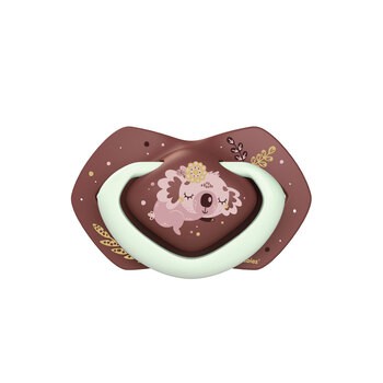 Canpol Babies, smoczek silikonowy symetryczny, light touch, Sleepy Koala, pink, 0-6 m, 2 szt.