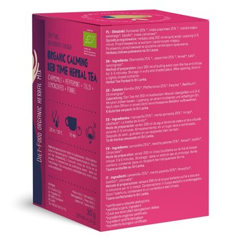 Diet-food, Bio Calming Bed Time Herbal Tea, herbata ziołowa z rumiankiem, 20 x 1,5 g