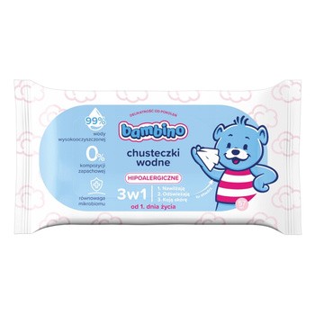 Bambino, chusteczki wodne hipoalergiczne 3w1, 57 szt.