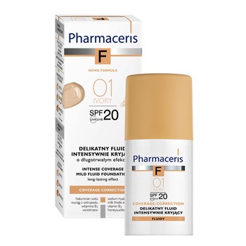 Pharmaceris F, delikatny fluid intensywnie kryjący, Ivory 01, SPF 20, 30 ml
