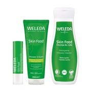 Zestaw Weleda Skin Food, kremowy płyn pod prysznic, 200 ml + emulsja do ciała, 250 ml + sztyft do ust, 4,8 g https://azcdn.doz.pl/image/d/product/3cfe442f-scale-180x180.png