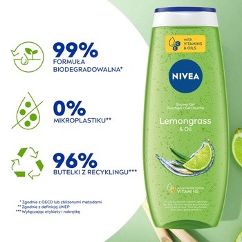 Nivea, żel pod prysznic, Lemongrass & Oil, 500 ml