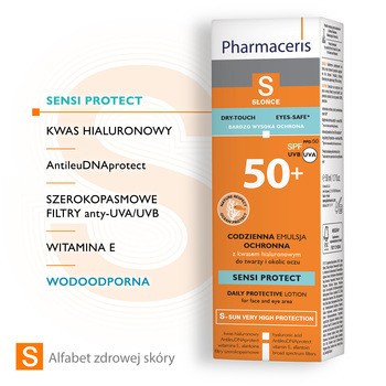 Pharmaceris S, codzienna emulsja ochronna z kwasem hialuronowym SPF 50+, 50 ml