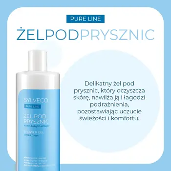 Sylveco Pure Line, żel pod prysznic, nawilżająco-kojący, 400 ml