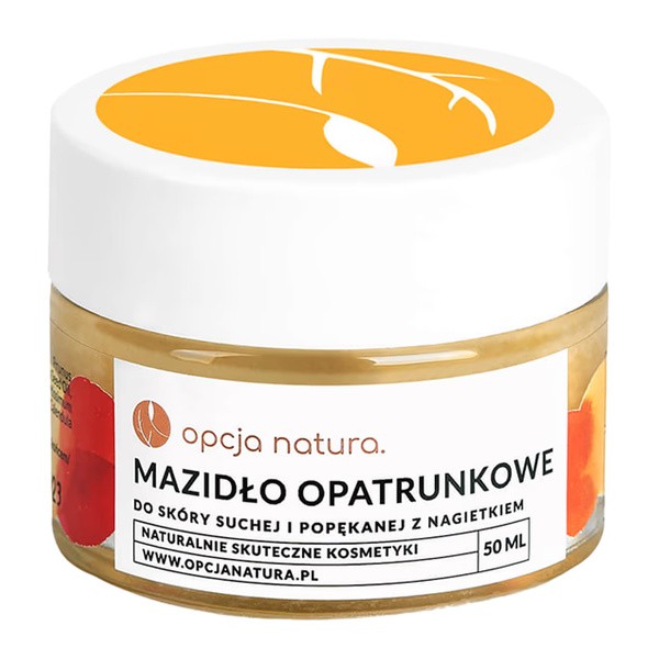 Opcja Natura Opcja Natura, mazidło opatrunkowe z nagietkiem do skóry suchej i popękanej, 50 ml — Składniki i ocena