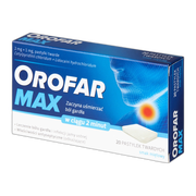 Orofar MAX, 2 mg + 1 mg, pastylki twarde, 20 szt.