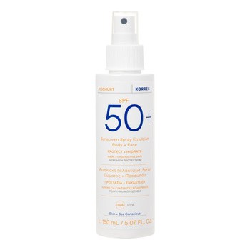 Korres Yoghurt, spray do ciała i twarzy SPF50+, 150 ml