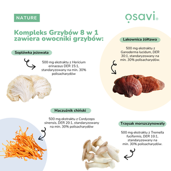 Osavi Kompleks Grzybów 8 w 1, proszek, 200 g